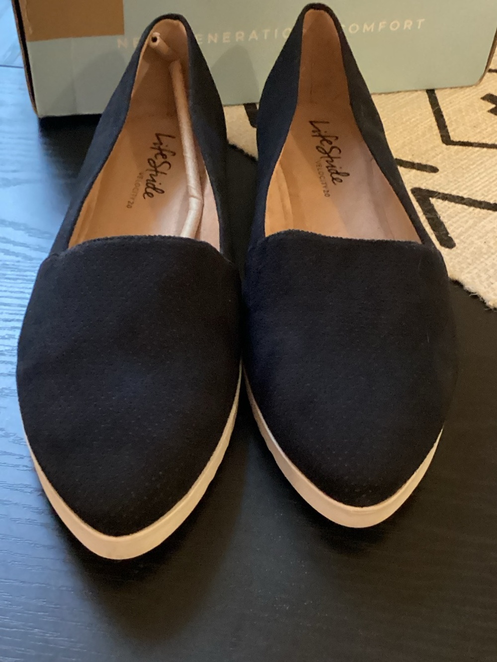 Life Stride Black Slip-On Pointed Flats